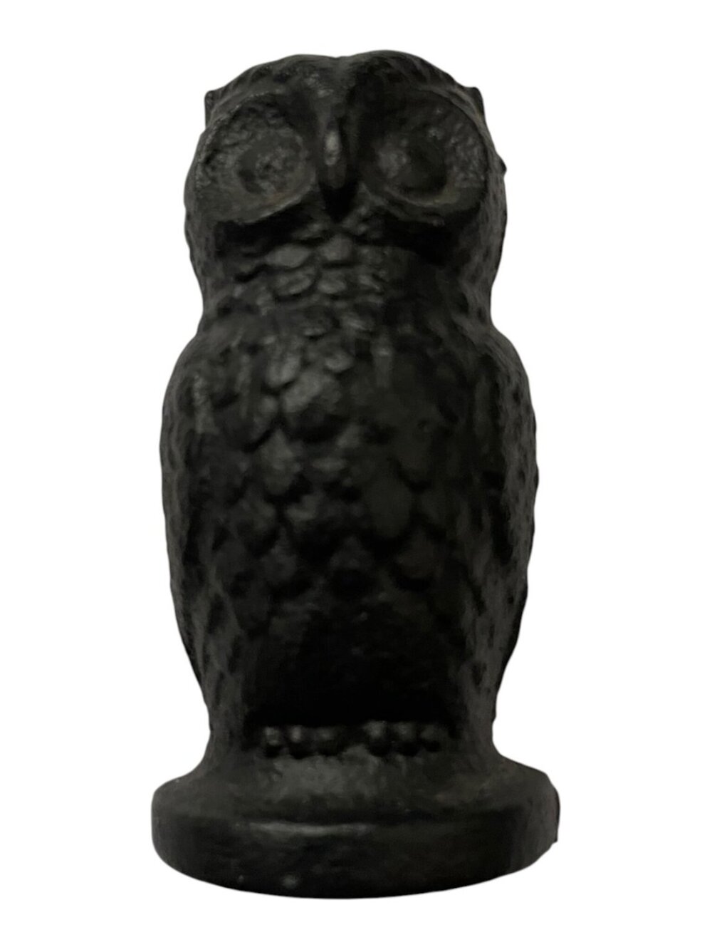 Vintage Cast Iron Owl Figurine Dark Gray Black Rustic Decor Small Heavy Statue